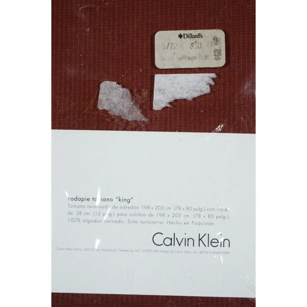 Calvin Klein King Bed Skirt Baby Waffle Pattern Burgundy Burnt Sienna 78x80x15